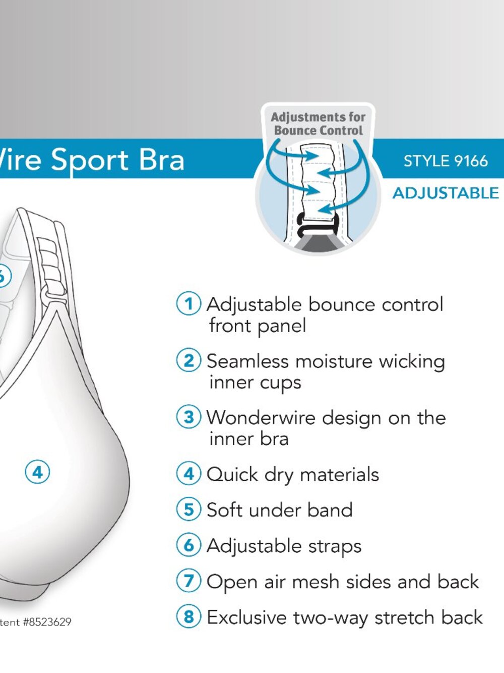 Glamorise SPORT Bra 32DD Underwire (4 Support Levels) High-Impact ~Wicks! Purple - Picture 4 of 16